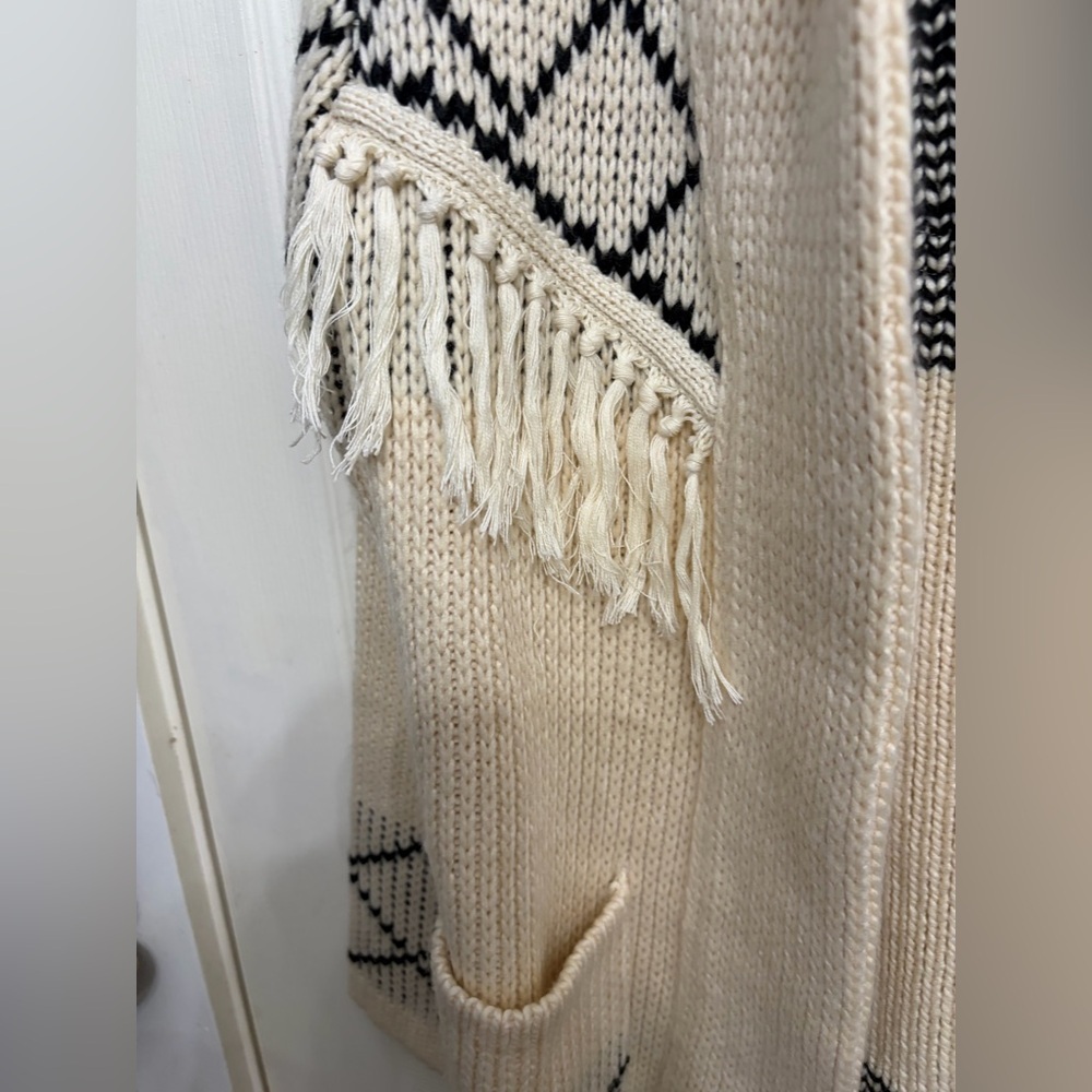 LINE&DOT Elise Knit Cardigan in Natural & Black women’s size small with pockets - Picture 7 of 9